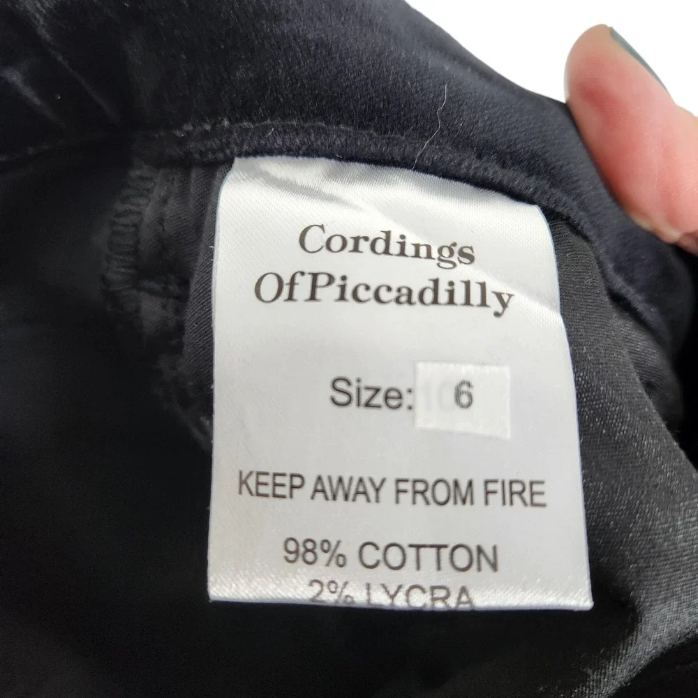 CORDINGS Pants Womens 6 Black Velvet‎ Stretch Skinny Jegging Pockets Casual